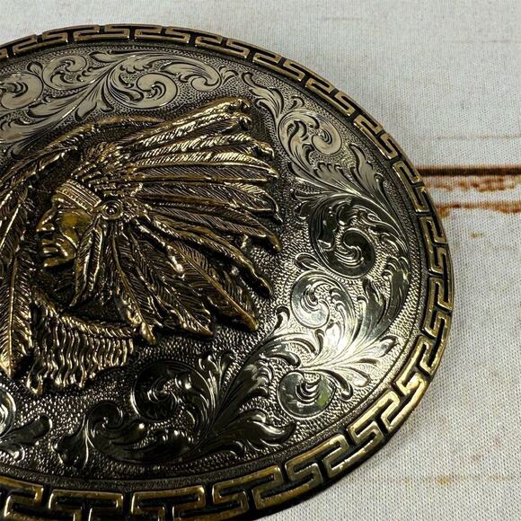 Augus Belt Buckle Native American Chief – Western Americana - Picture 4 of 6